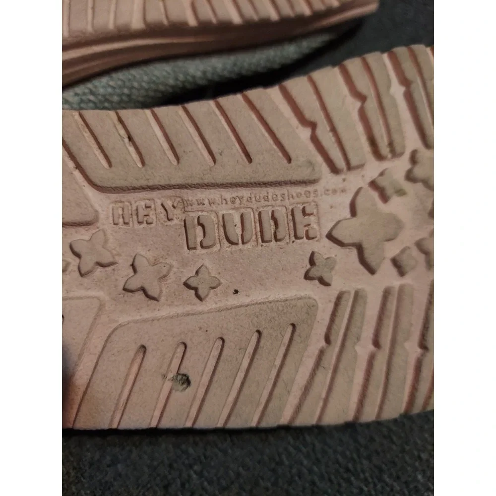 Hey Dude Wendy Sox Glacier Grey Slip On Shoes Pink Soles Casual Women's Size 9